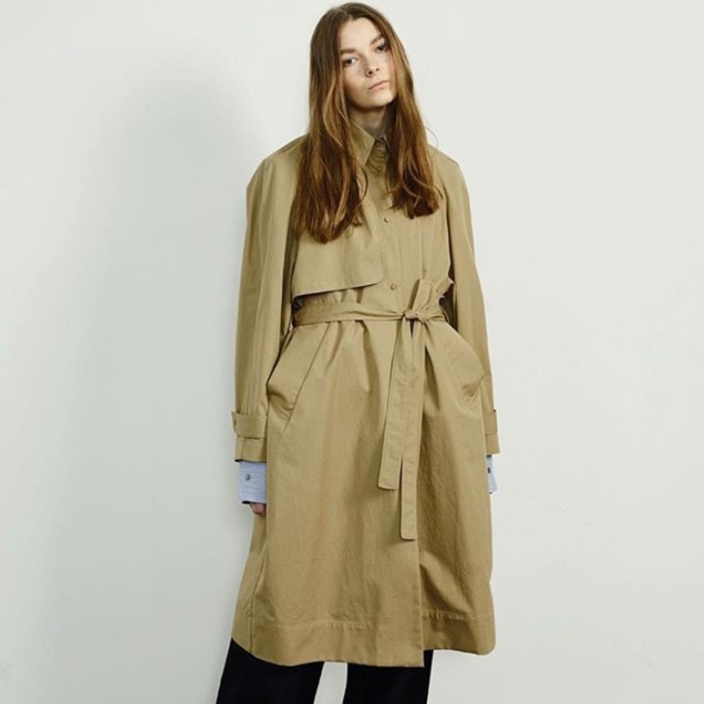 JNBY Designer Tech Nylon Khaki Trench Raincoat